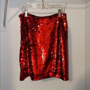 Nordstrom Red Sequin Skirt